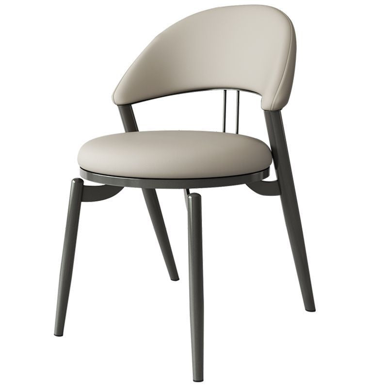 Scandinavian Curved Leather Iron Dining Chair