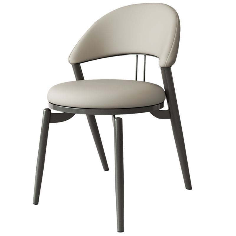 Scandinavian Curved Leather Iron Dining Chair
