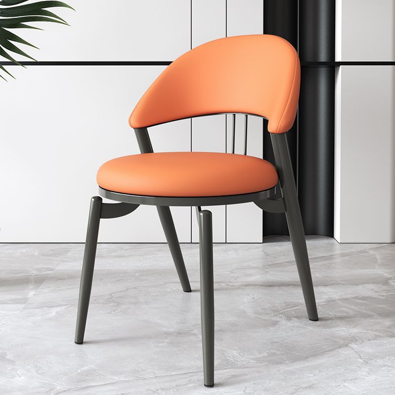 Scandinavian Curved Leather Iron Dining Chair