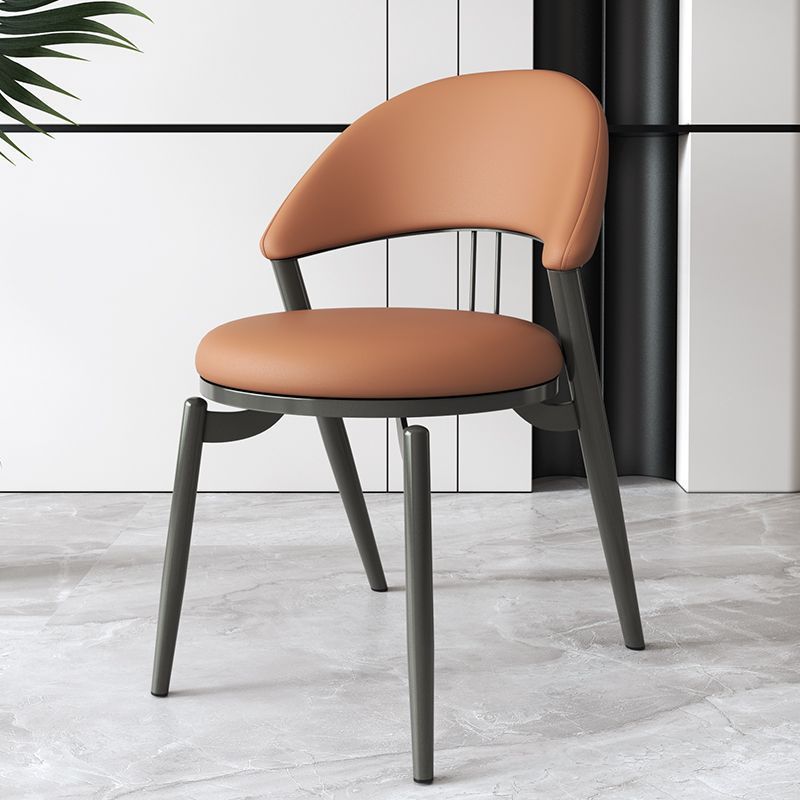 Scandinavian Curved Leather Iron Dining Chair