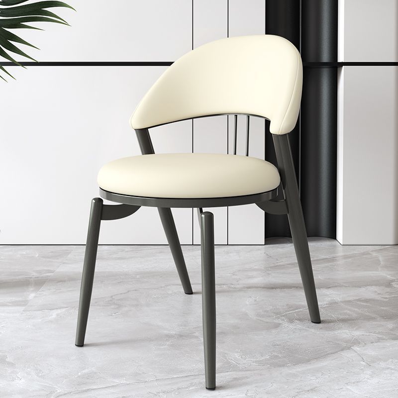 Scandinavian Curved Leather Iron Dining Chair