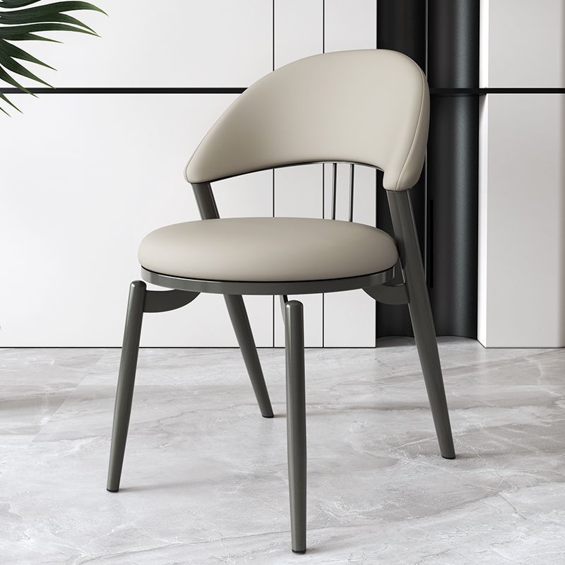 Scandinavian Curved Leather Iron Dining Chair