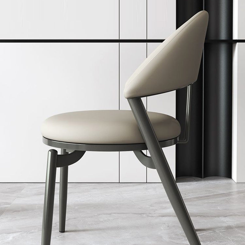 Scandinavian Curved Leather Iron Dining Chair