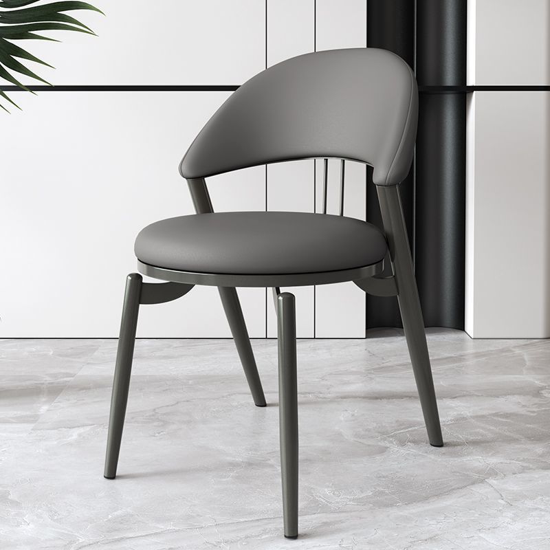 Scandinavian Curved Leather Iron Dining Chair