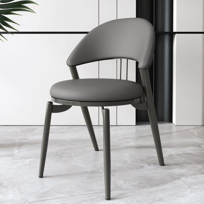 Scandinavian Curved Leather Iron Dining Chair