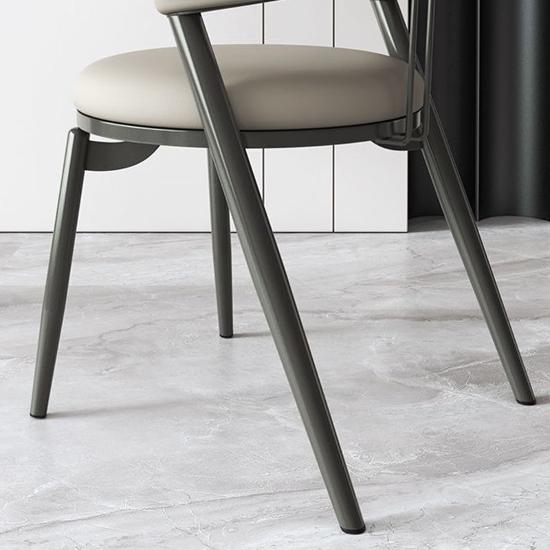 Scandinavian Curved Leather Iron Dining Chair