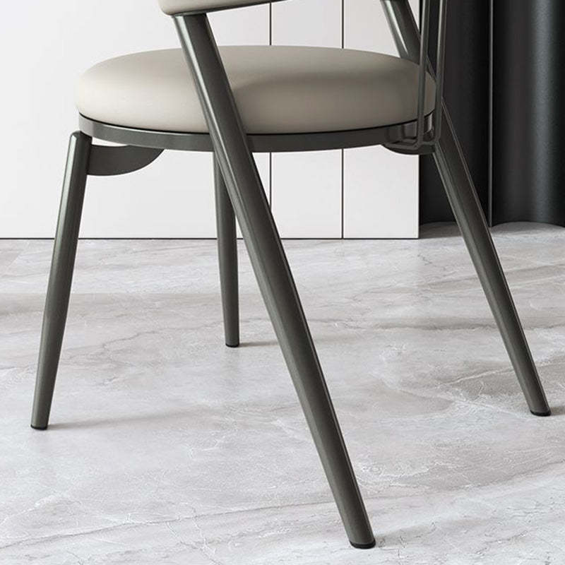 Scandinavian Curved Leather Iron Dining Chair