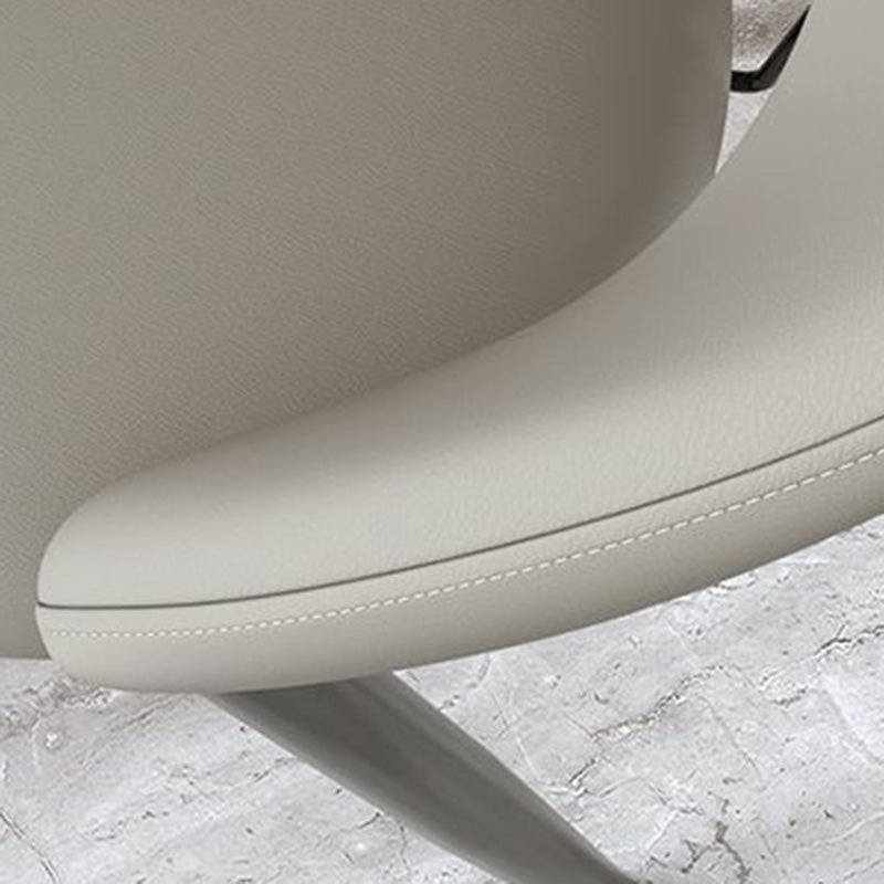 Scandinavian Curved Leather Iron Dining Chair — Dark Gray