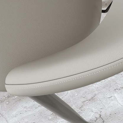 Scandinavian Curved Leather Iron Dining Chair — Dark Gray