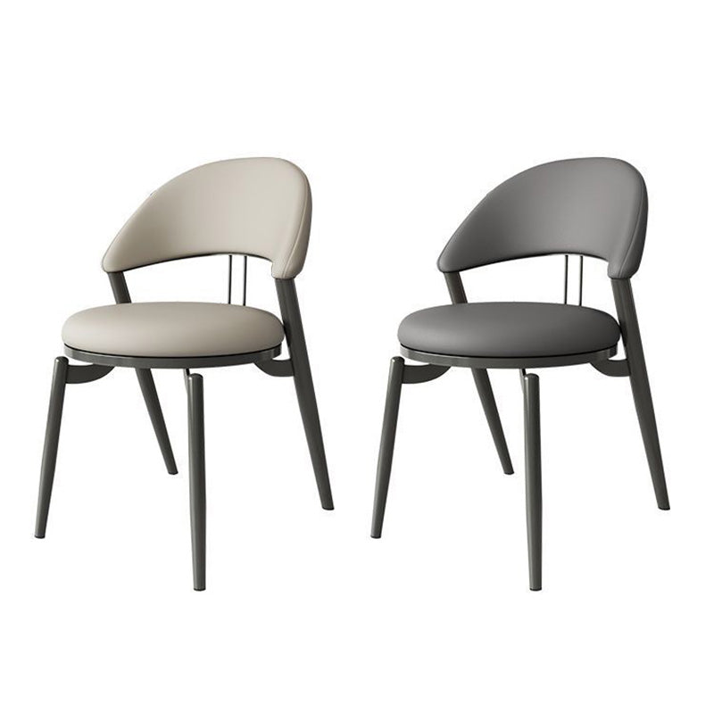 Scandinavian Curved Leather Iron Dining Chair