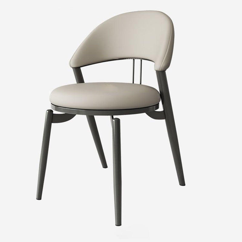 Scandinavian Curved Leather Iron Dining Chair