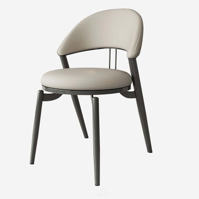 Scandinavian Curved Leather Iron Dining Chair