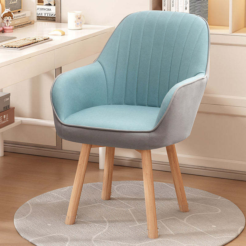 Minimalist Trapezoid Velvet Tech Fabric Vanity Stool — Silver White & Tech Fabric