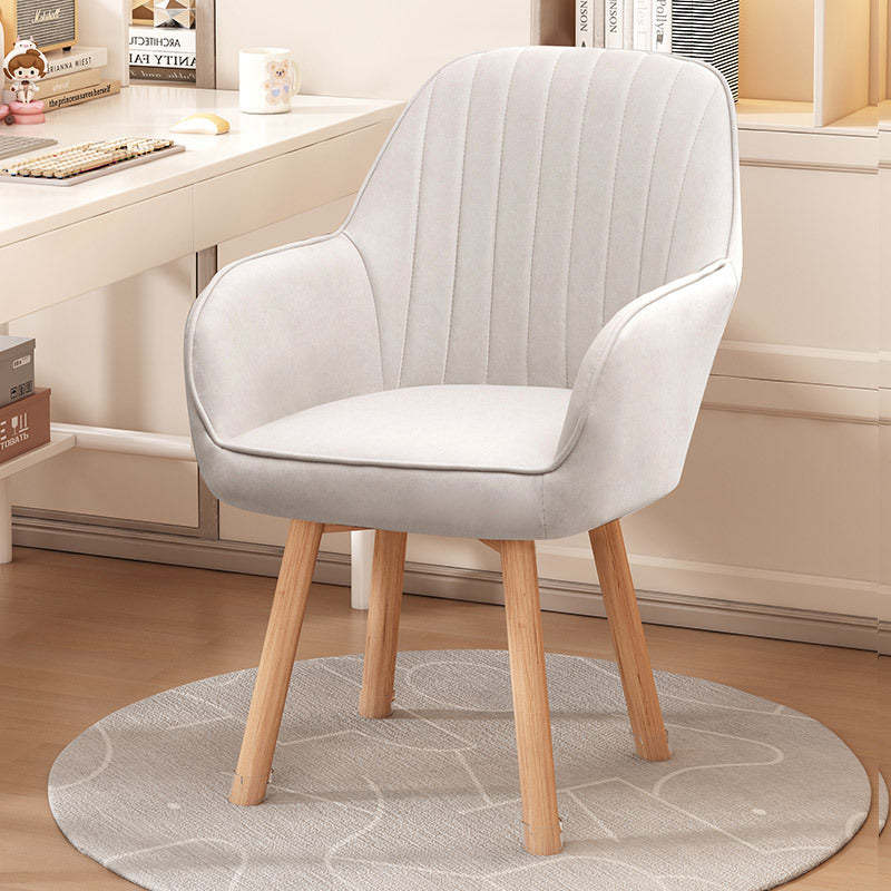 Minimalist Trapezoid Velvet Tech Fabric Vanity Stool — Khaki & Tech Fabric