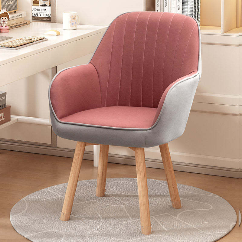Minimalist Trapezoid Velvet Tech Fabric Vanity Stool — Lake Blue & Tech Fabric