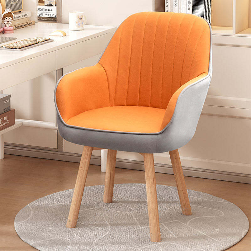 Minimalist Trapezoid Velvet Tech Fabric Vanity Stool — White & Tech Fabric