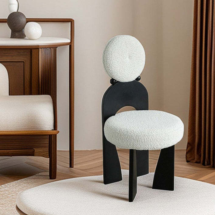 Wood fabric lambswool curved vanity stools - traditional