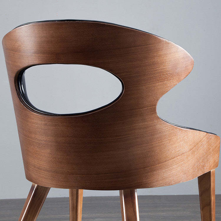 Scandinavian Hollow Oval Leather Wood Dining Chair