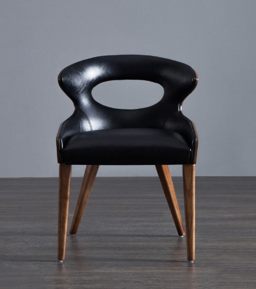 Scandinavian Hollow Oval Leather Wood Dining Chair