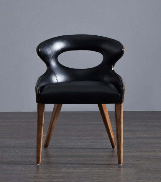 Scandinavian Hollow Oval Leather Wood Dining Chair