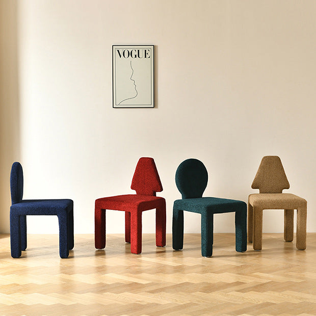 Scandinavian Triangle Teddy Velvet Dining Chair
