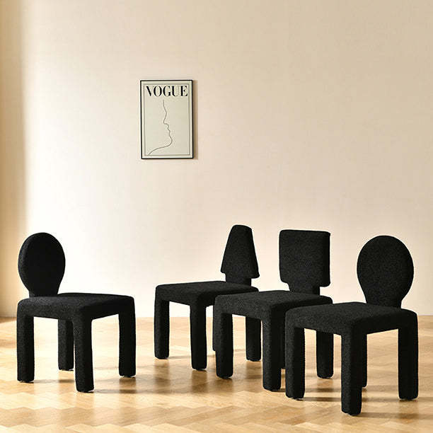 Scandinavian Triangle Teddy Velvet Dining Chair — Round & Purple