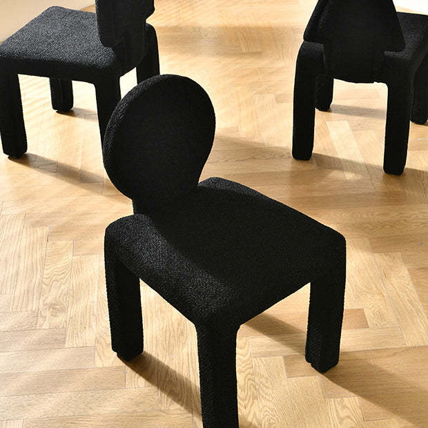 Scandinavian Triangle Teddy Velvet Dining Chair — Square & Red