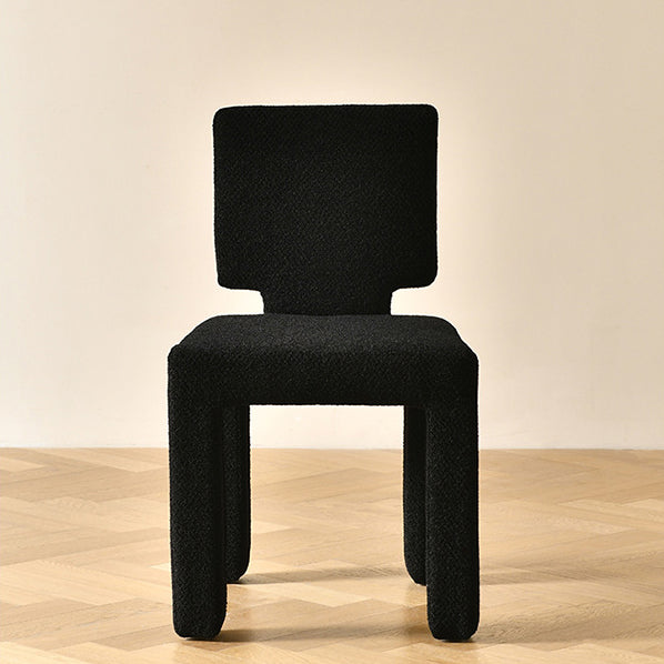 Scandinavian Triangle Teddy Velvet Dining Chair — Square & Black