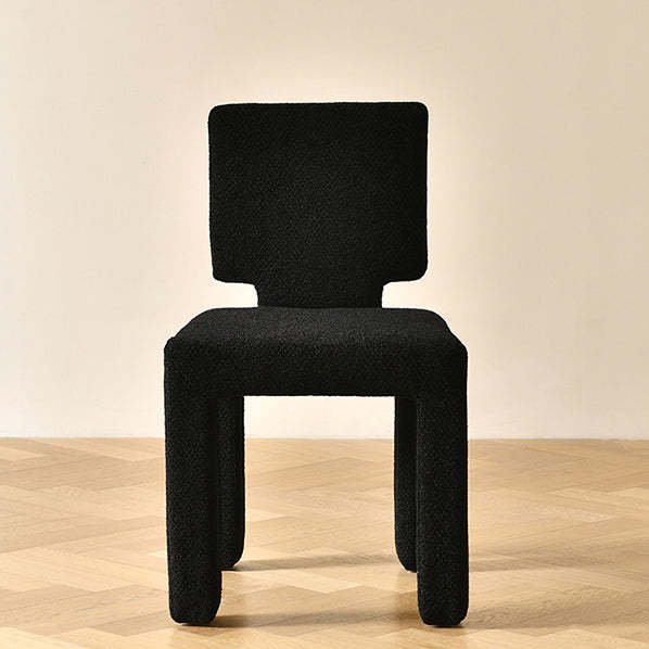 Scandinavian Triangle Teddy Velvet Dining Chair — Square & Black