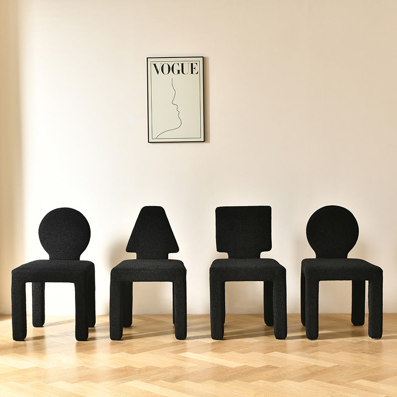 Scandinavian Triangle Teddy Velvet Dining Chair — Triangle & Light Khaki