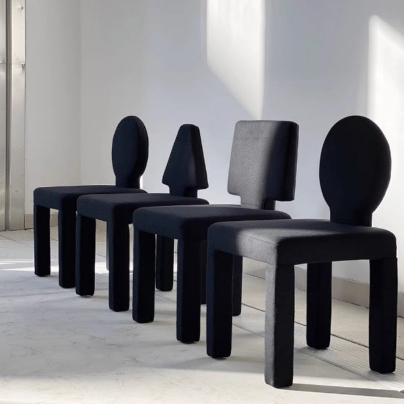 Scandinavian Triangle Teddy Velvet Dining Chair — Triangle & Red