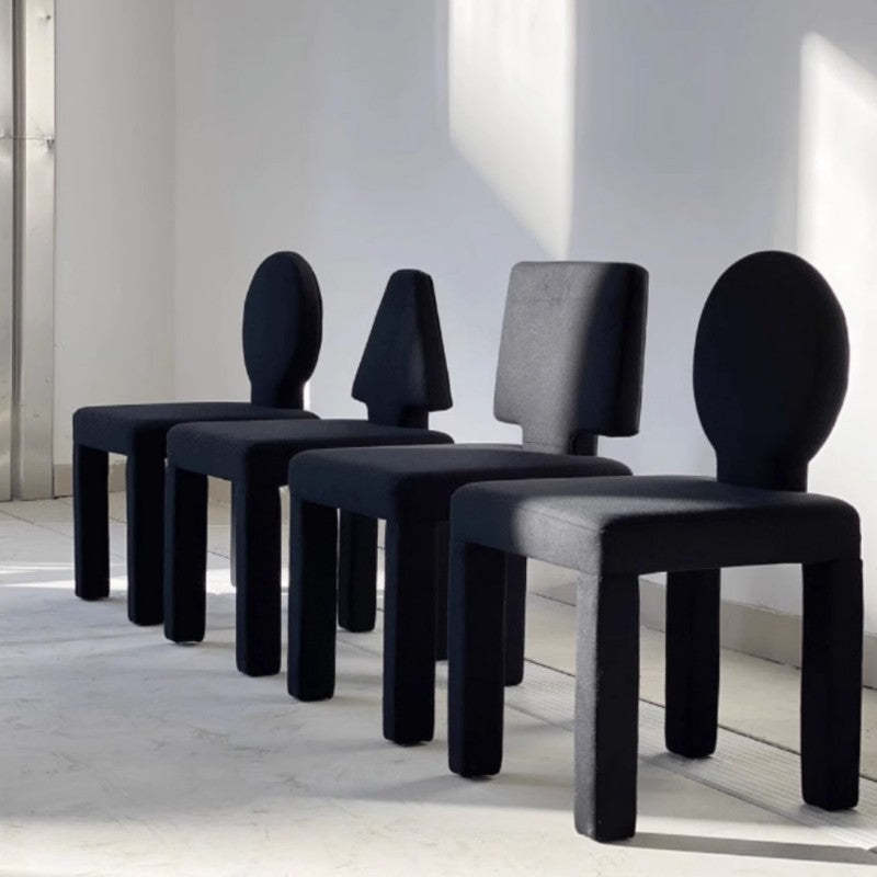 Scandinavian Triangle Teddy Velvet Dining Chair — Triangle & Red