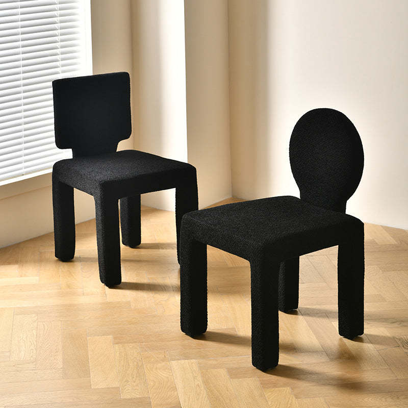 Scandinavian Triangle Teddy Velvet Dining Chair — Triangle & Black