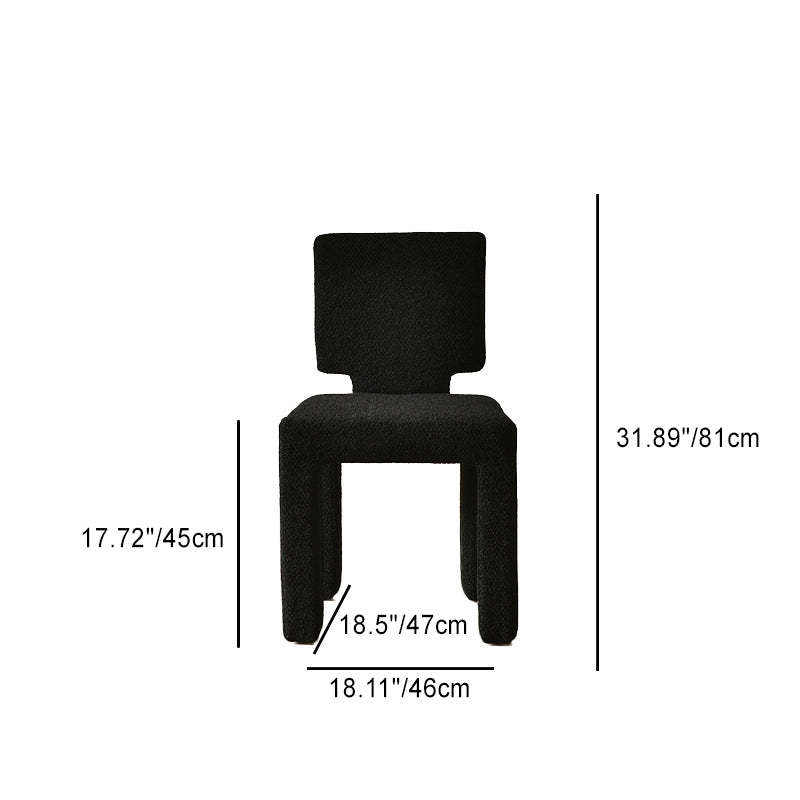 Scandinavian Triangle Teddy Velvet Dining Chair — Round & Black
