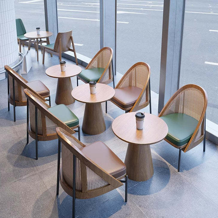 Chinese Trapezoidal Napa Leather Dining Chair — Dark Green