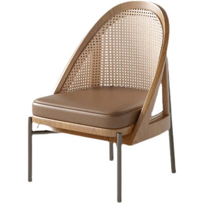Chinese Trapezoidal Napa Leather Dining Chair