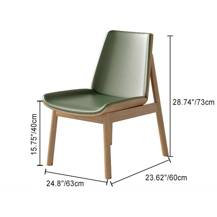 Chinese Trapezoidal Napa Leather Wood Dining Chair