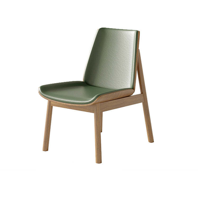 Chinese Trapezoidal Napa Leather Wood Dining Chair