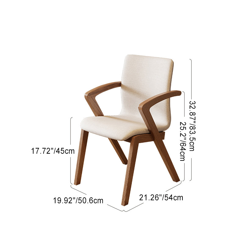 Scandinavian Curved Fabric Wood Dining Chair with Arm