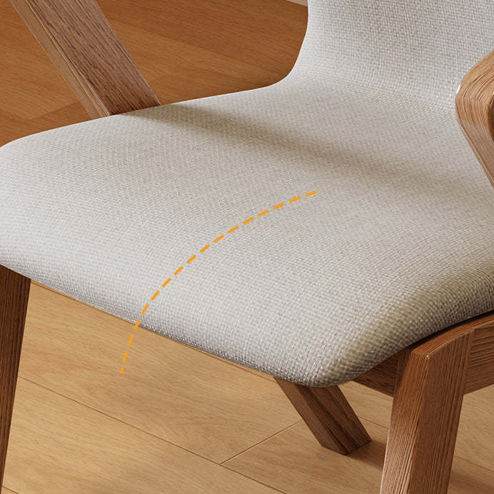 Scandinavian Curved Fabric Wood Dining Chair with Arm