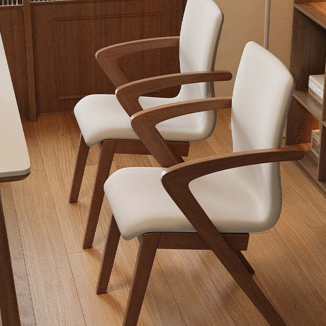 Scandinavian Curved Fabric Wood Dining Chair with Arm