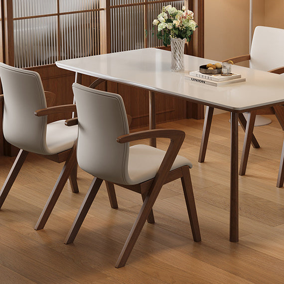 Scandinavian Curved Fabric Wood Dining Chair with Arm