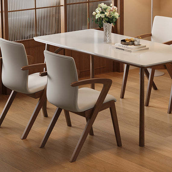 Scandinavian Curved Fabric Wood Dining Chair with Arm