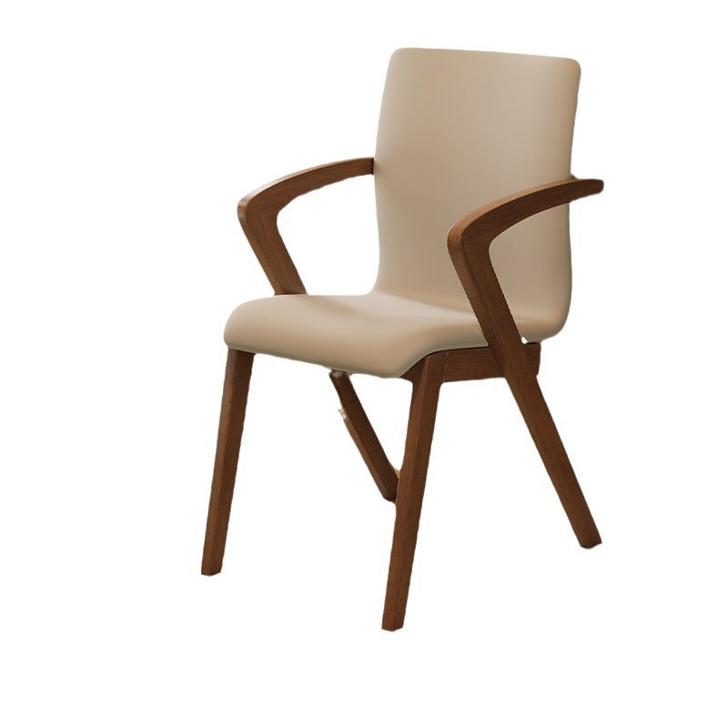 Scandinavian Curved Fabric Wood Dining Chair with Arm