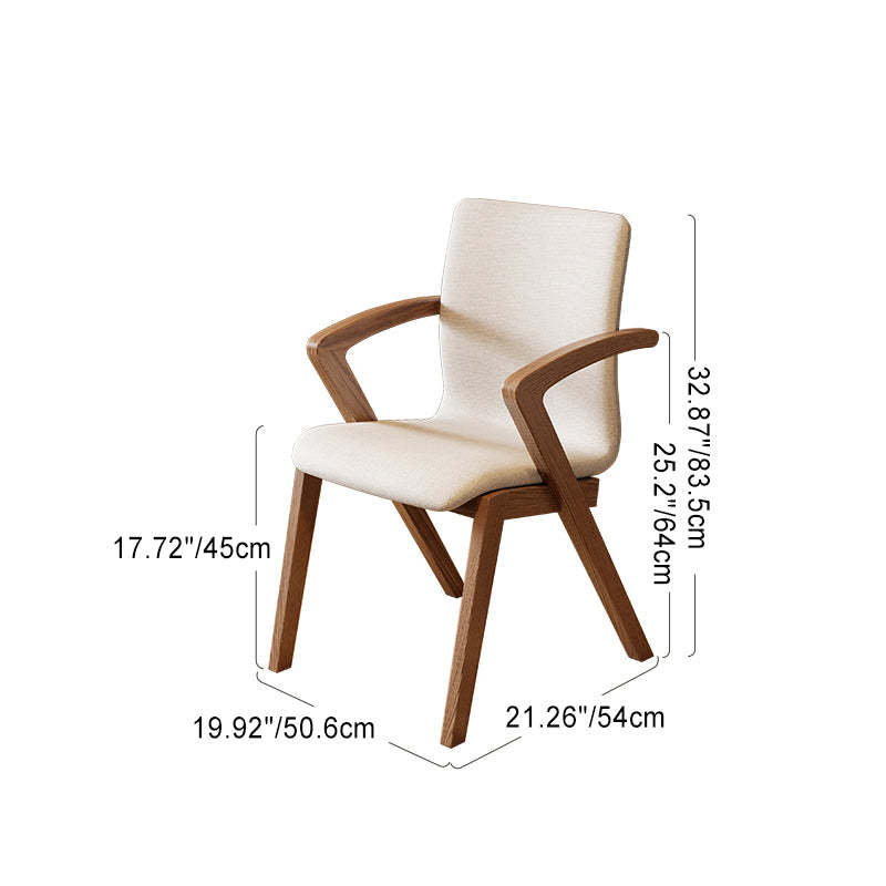 Scandinavian Curved Fabric Wood Dining Chair with Arm