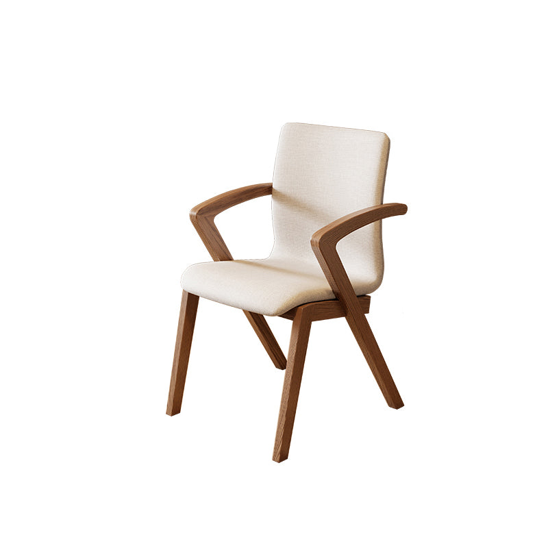 Scandinavian Curved Fabric Wood Dining Chair with Arm