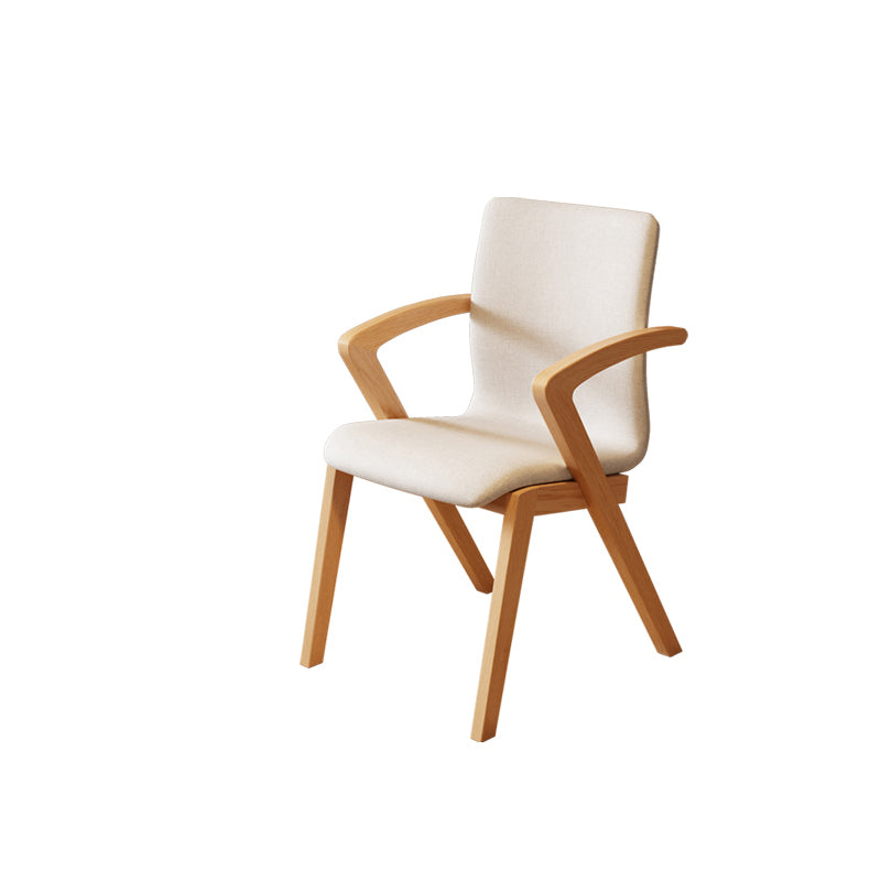 Scandinavian Curved Fabric Wood Dining Chair with Arm