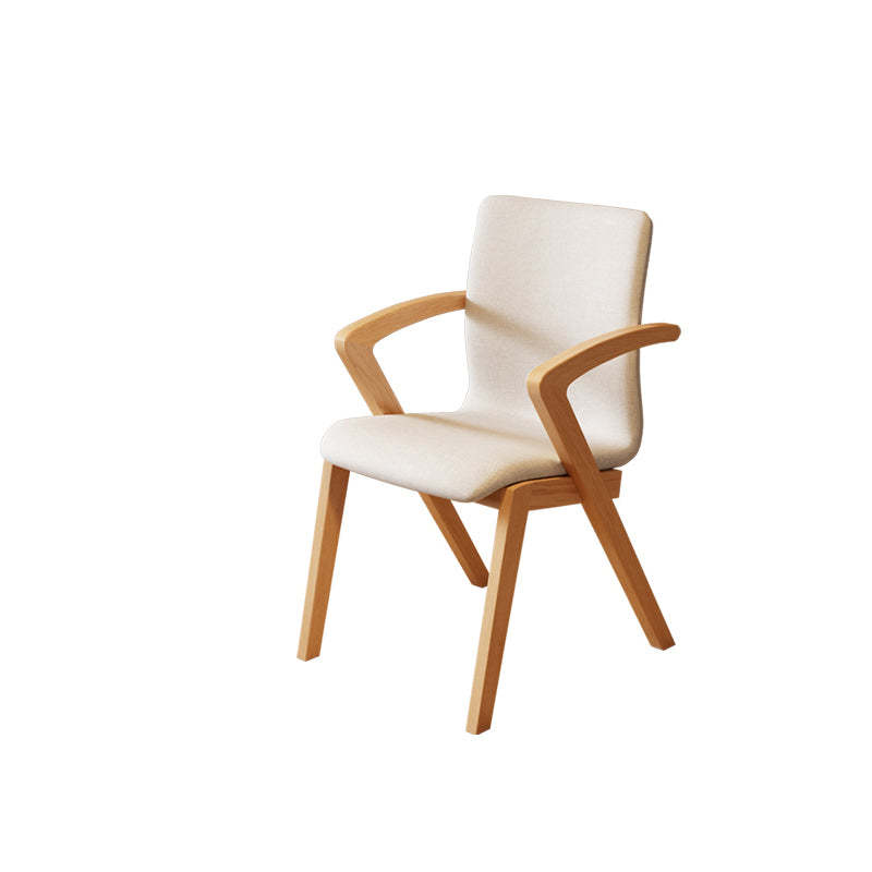 Scandinavian Curved Fabric Wood Dining Chair with Arm