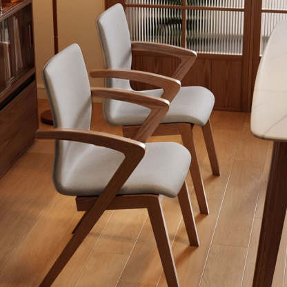 Scandinavian Curved Fabric Wood Dining Chair with Arm