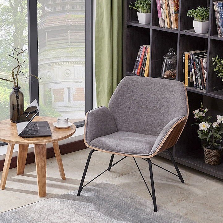 Nordic Hexagonal Leather Wood Dining Chair with Arm